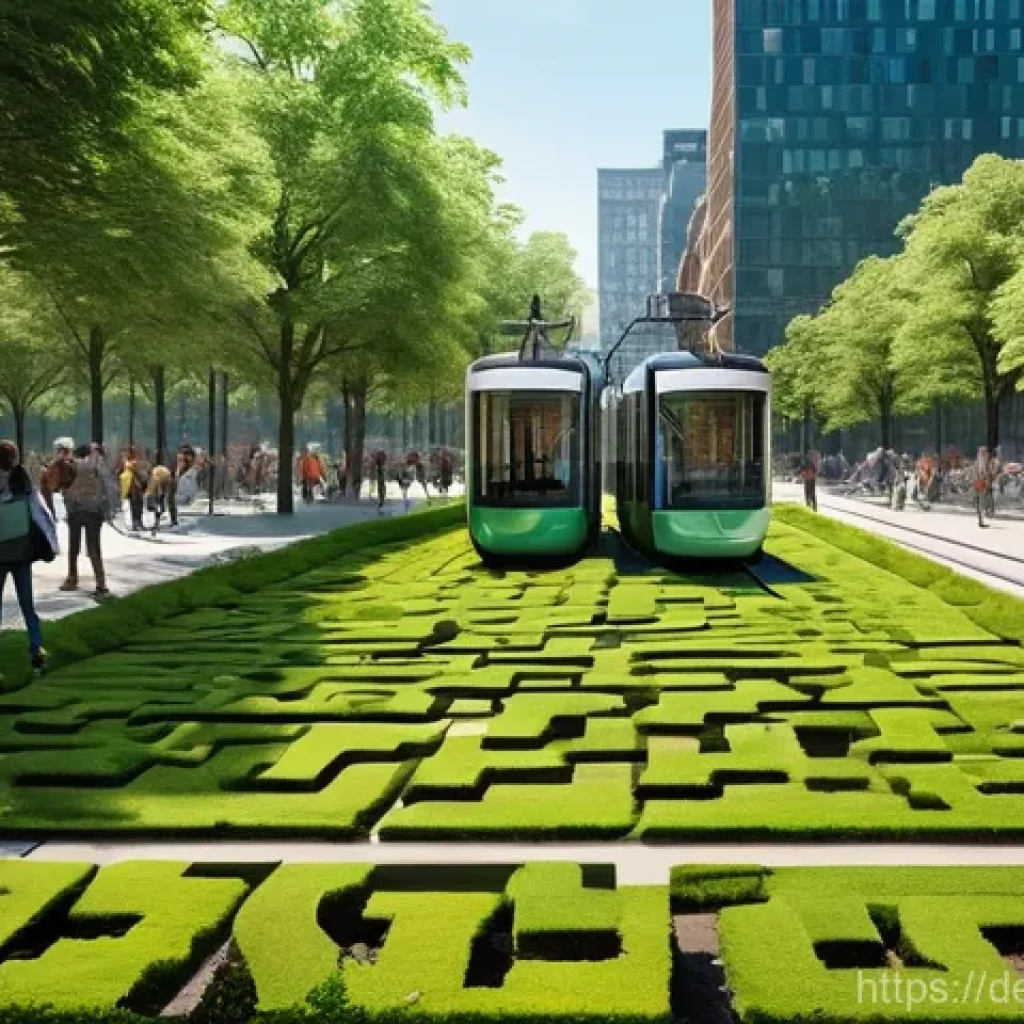 생태계 중심 사고의 글로벌 사례 - **Prompt 1: Green Urban Future**
    "A vibrant, bustling European city square, reimagined as a thri...