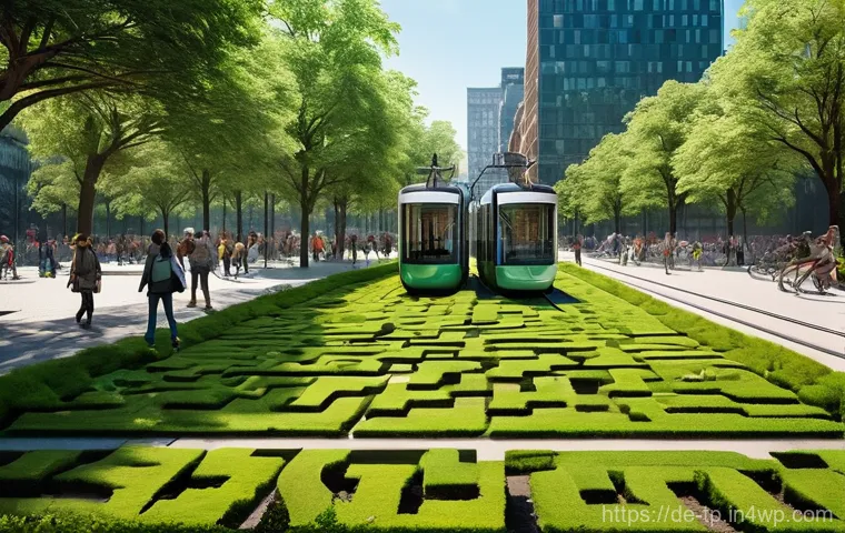생태계 중심 사고의 글로벌 사례 - **Prompt 1: Green Urban Future**
    "A vibrant, bustling European city square, reimagined as a thri...