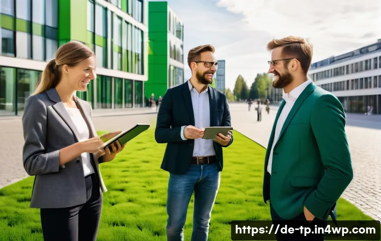 생태계 중심 사고 전환의 단계별 접근 - **A Flourishing Business Ecosystem in a German Urban Landscape**
    A vibrant, medium shot of a mod...